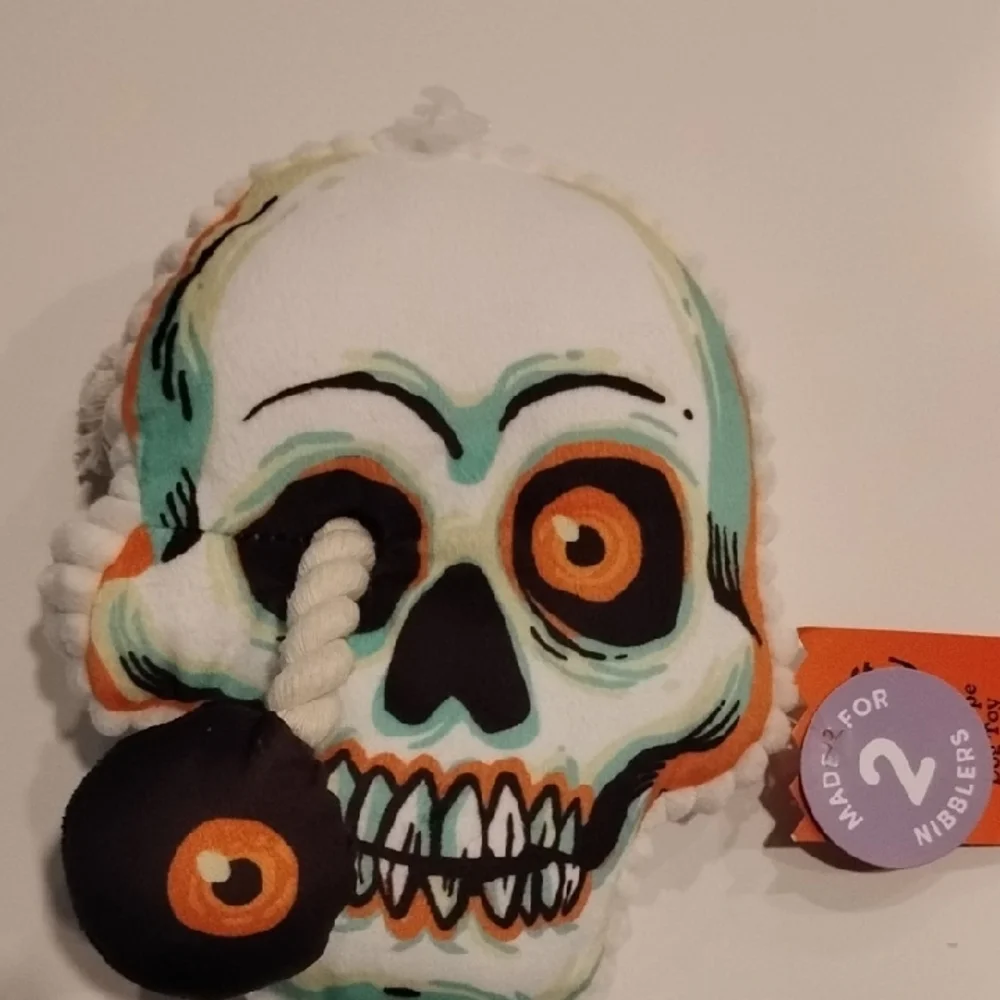 Target Halloween Skull Dog Toy - Orange, Black, White